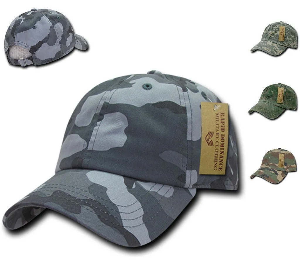 1 Dozen Relaxed Cotton Military Vintage Washed Polo Camo Hats Caps Wholesale Lots!