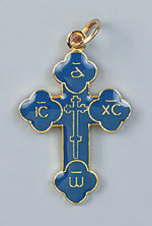 1 " Pendant Budded Cross Blue