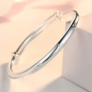 Adjustable 925 sterling silver classic Lucky clovers bracelets Bangles for women fashion party wedding jewelry gifts