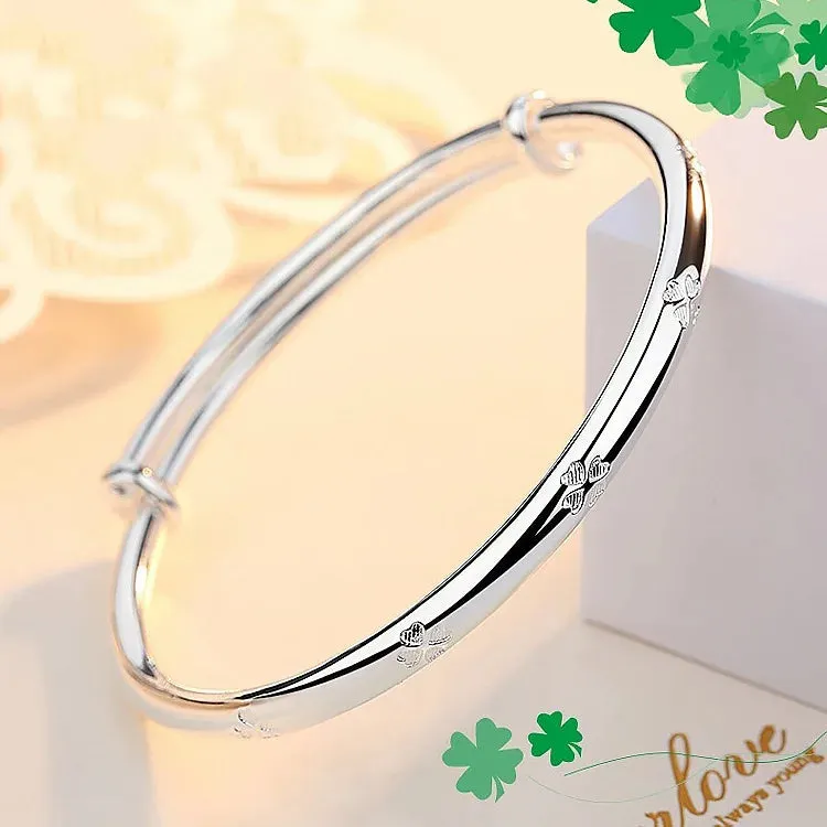 Adjustable 925 sterling silver classic Lucky clovers bracelets Bangles for women fashion party wedding jewelry gifts