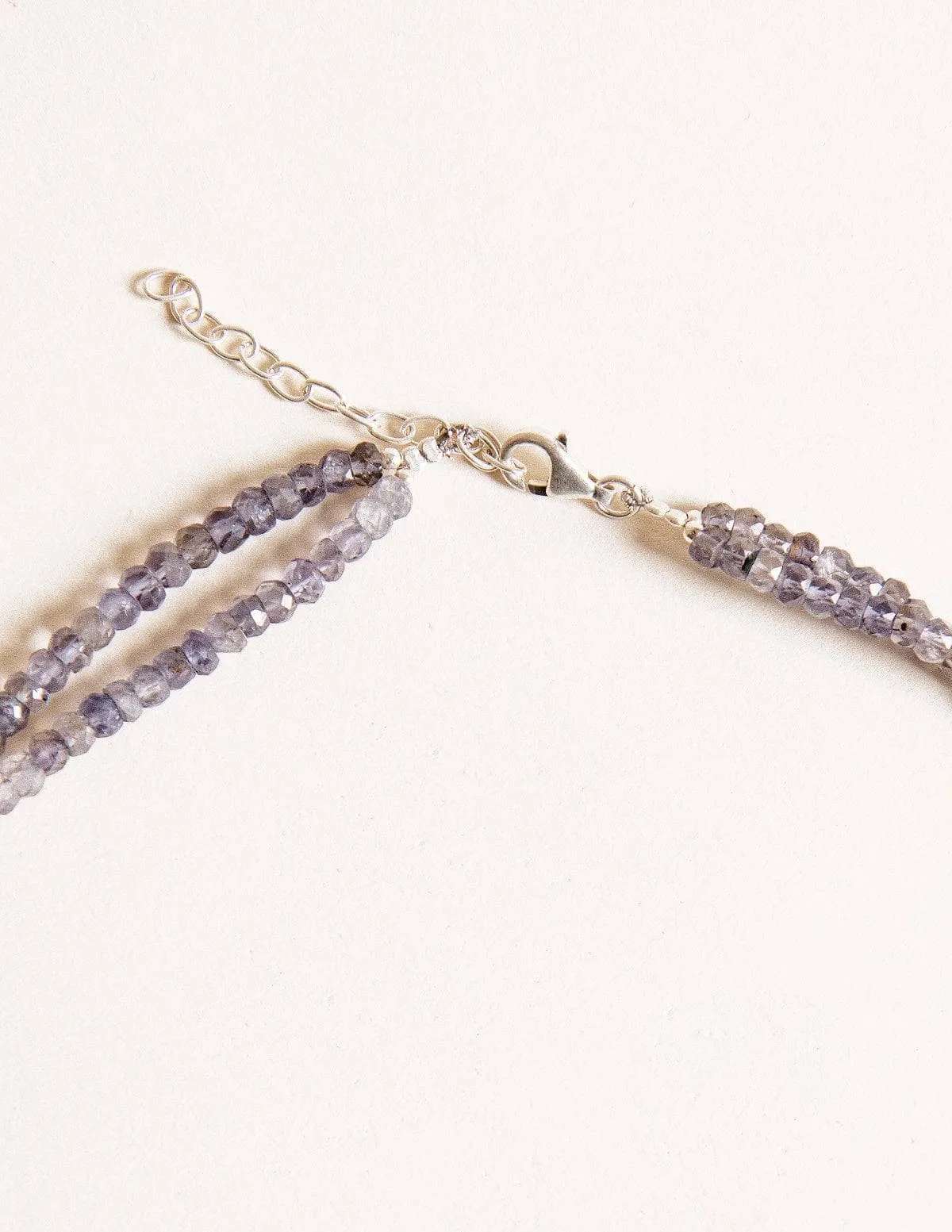 Amethyst Druzy Pendant on Beaded Iolite Necklace - One of a Kind