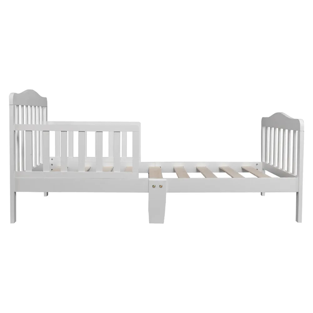 AMYOVE Wooden Baby Toddler Bed Pine Children Bedroom Furniture with Safety Guardrail