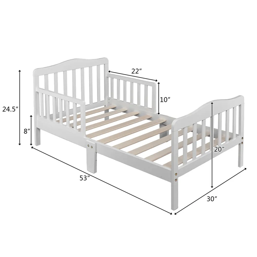 AMYOVE Wooden Baby Toddler Bed Pine Children Bedroom Furniture with Safety Guardrail