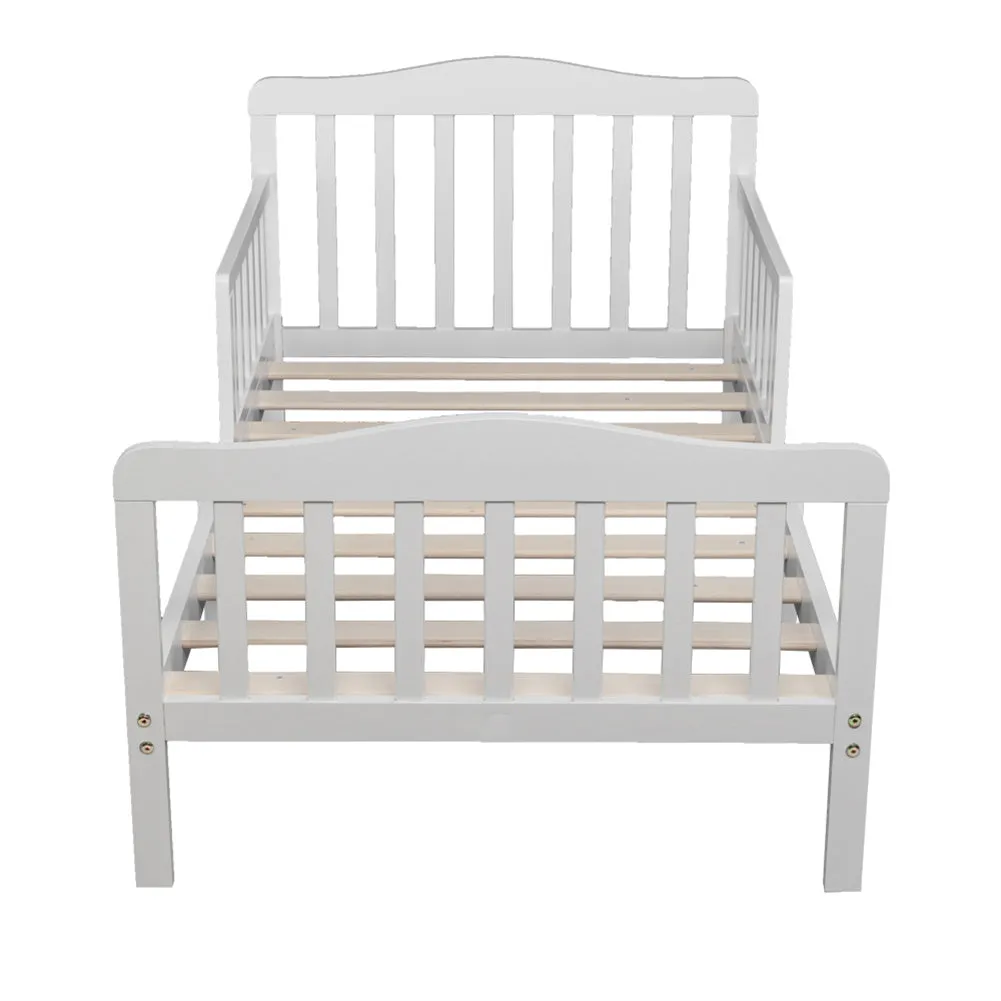 AMYOVE Wooden Baby Toddler Bed Pine Children Bedroom Furniture with Safety Guardrail