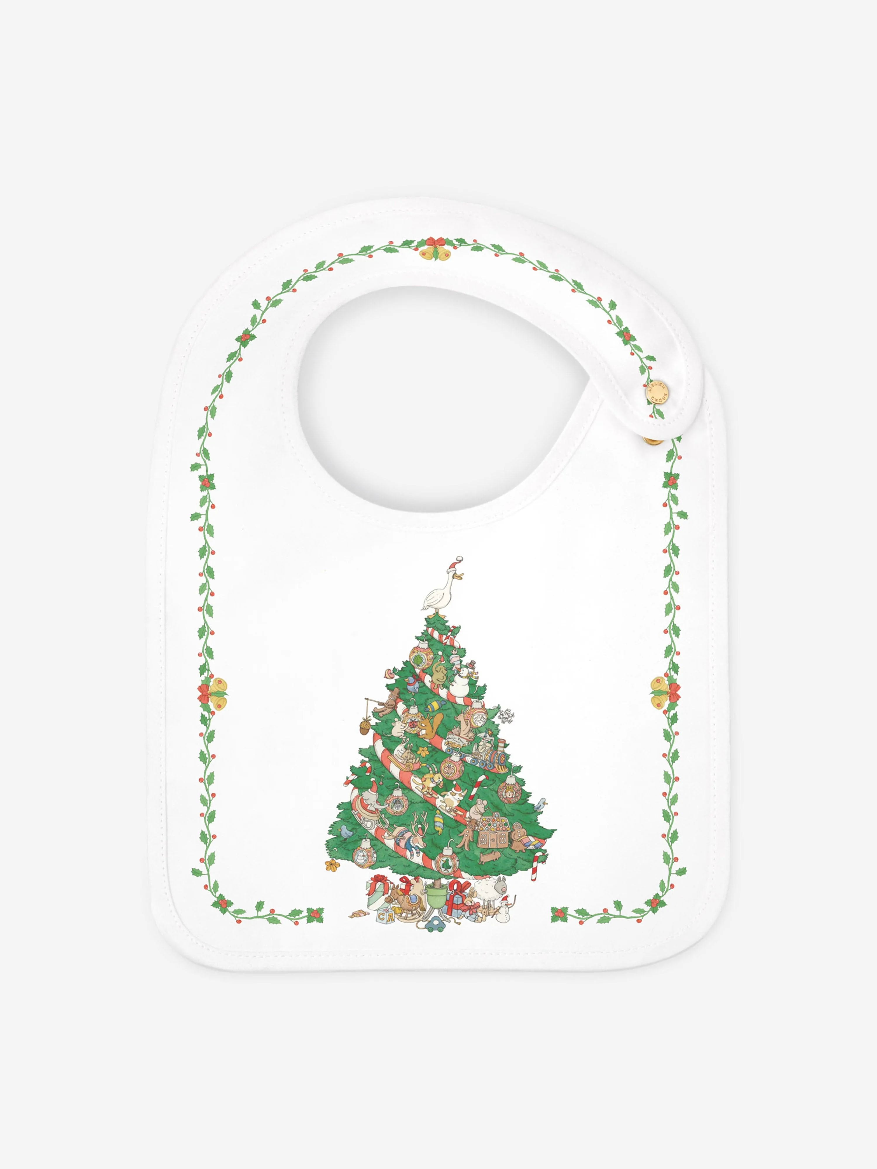 Atelier Choux Baby Christmas Eve Satin Bib in White