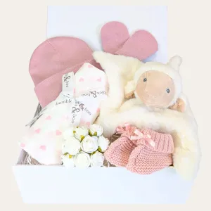 Baby Girl Gifts Box Dusky Pink Lullaby Lamb