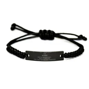 Badass Chef Gifts, I'm Chef not a magician, Sarcastic Black Rope Bracelet for Chef Birthday Christmas for  Men, Women, Friends, Coworkers