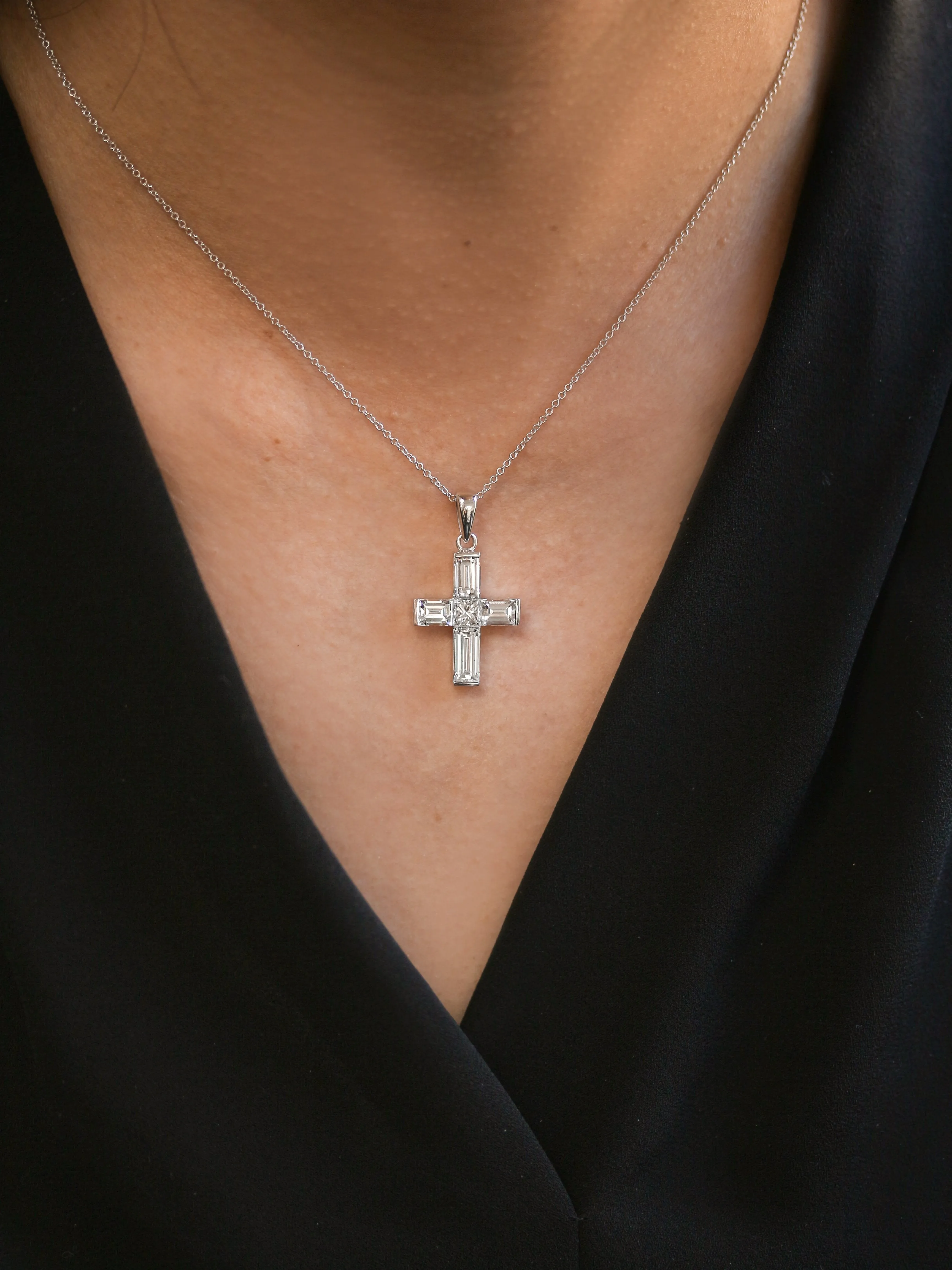 Baguette One-of-A-Kind Cross Pendants