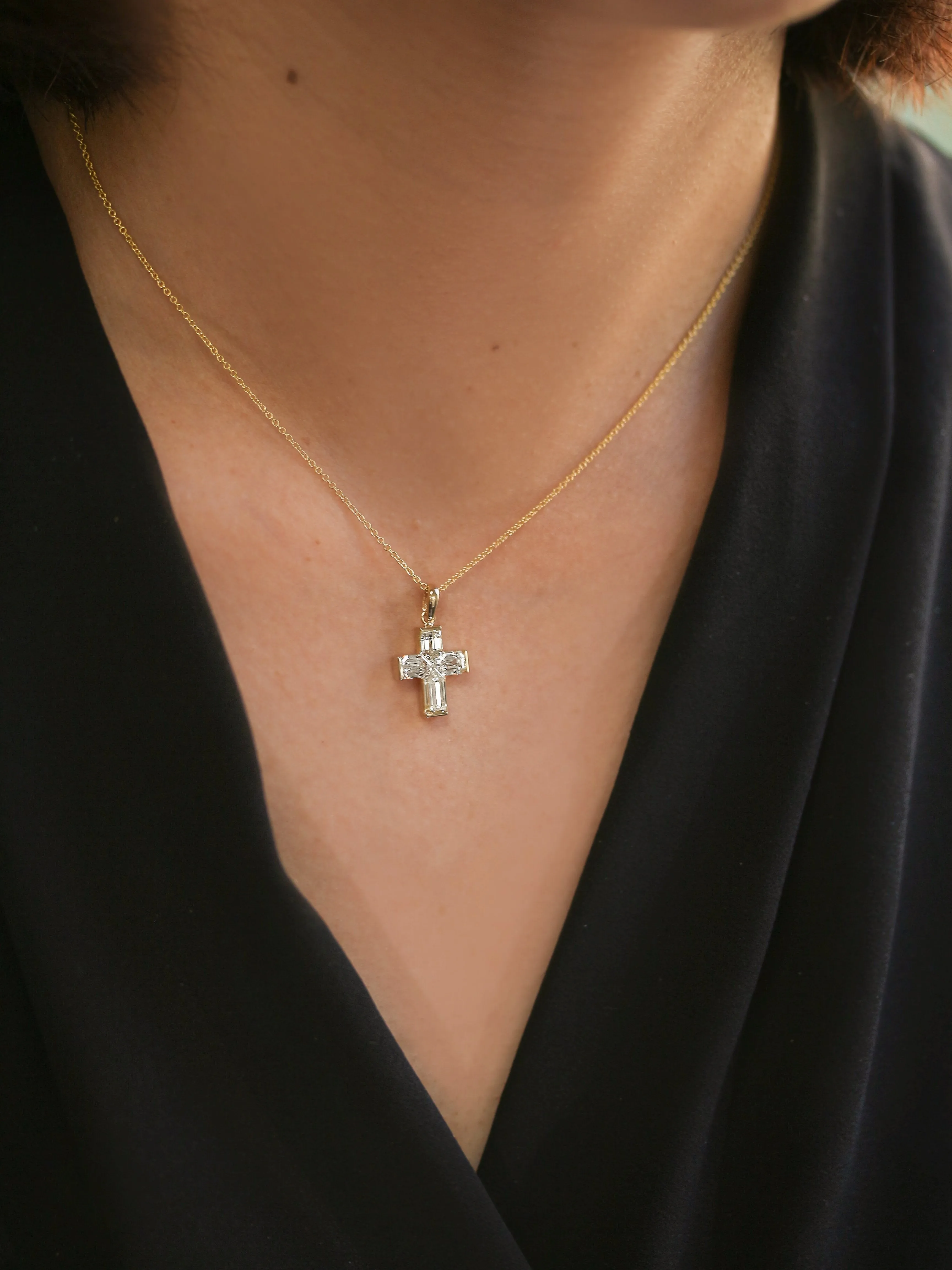 Baguette One-of-A-Kind Cross Pendants