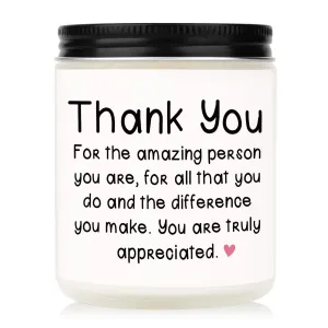 BAUBLEDAZZ Thank You Gifts for Women, Thank You Gifts, 7oz Lavender Scented Soy Wax Candle, Thank You Candle, Thank You Gifts for Friends, Coworker, Appreciation Gifts for Women