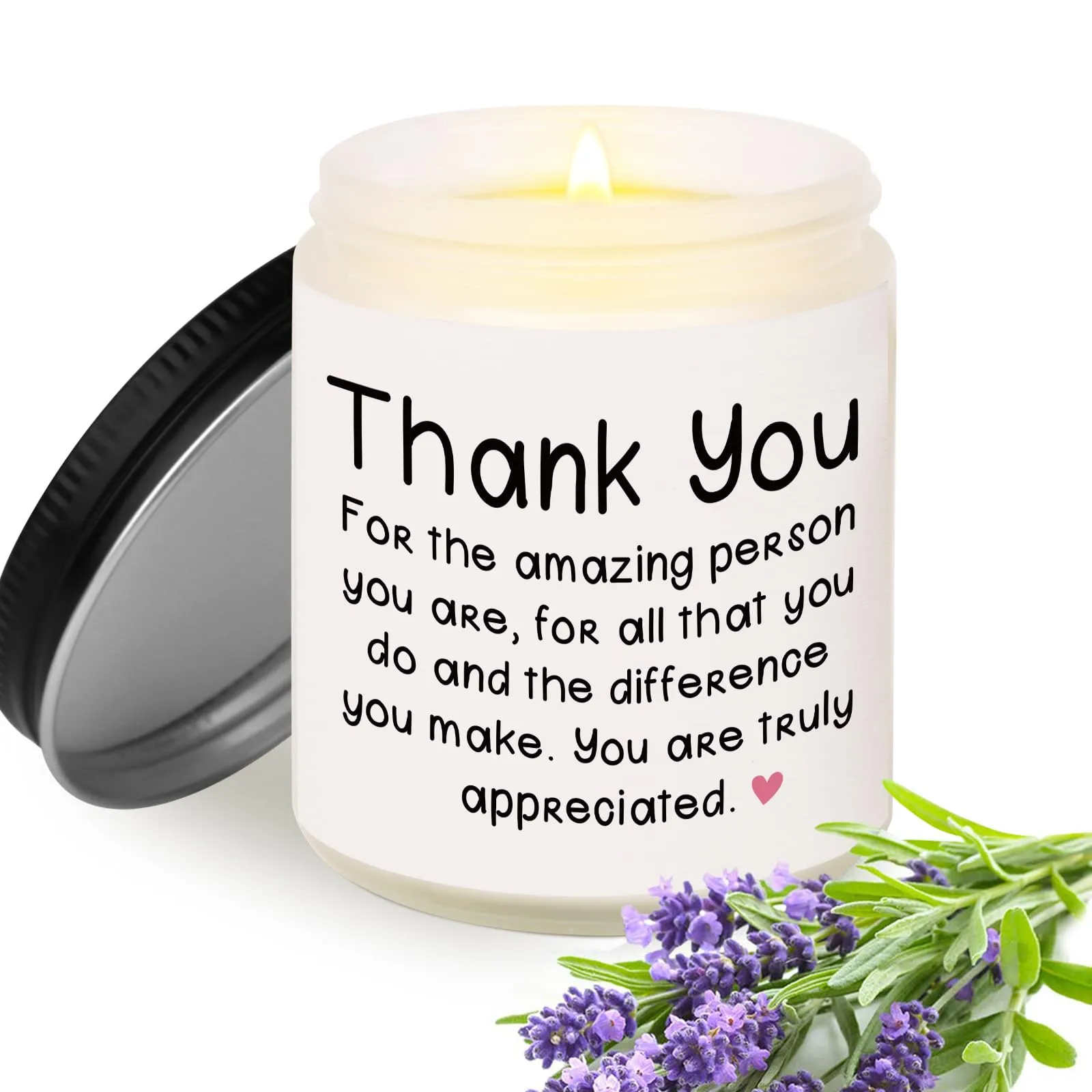 BAUBLEDAZZ Thank You Gifts for Women, Thank You Gifts, 7oz Lavender Scented Soy Wax Candle, Thank You Candle, Thank You Gifts for Friends, Coworker, Appreciation Gifts for Women