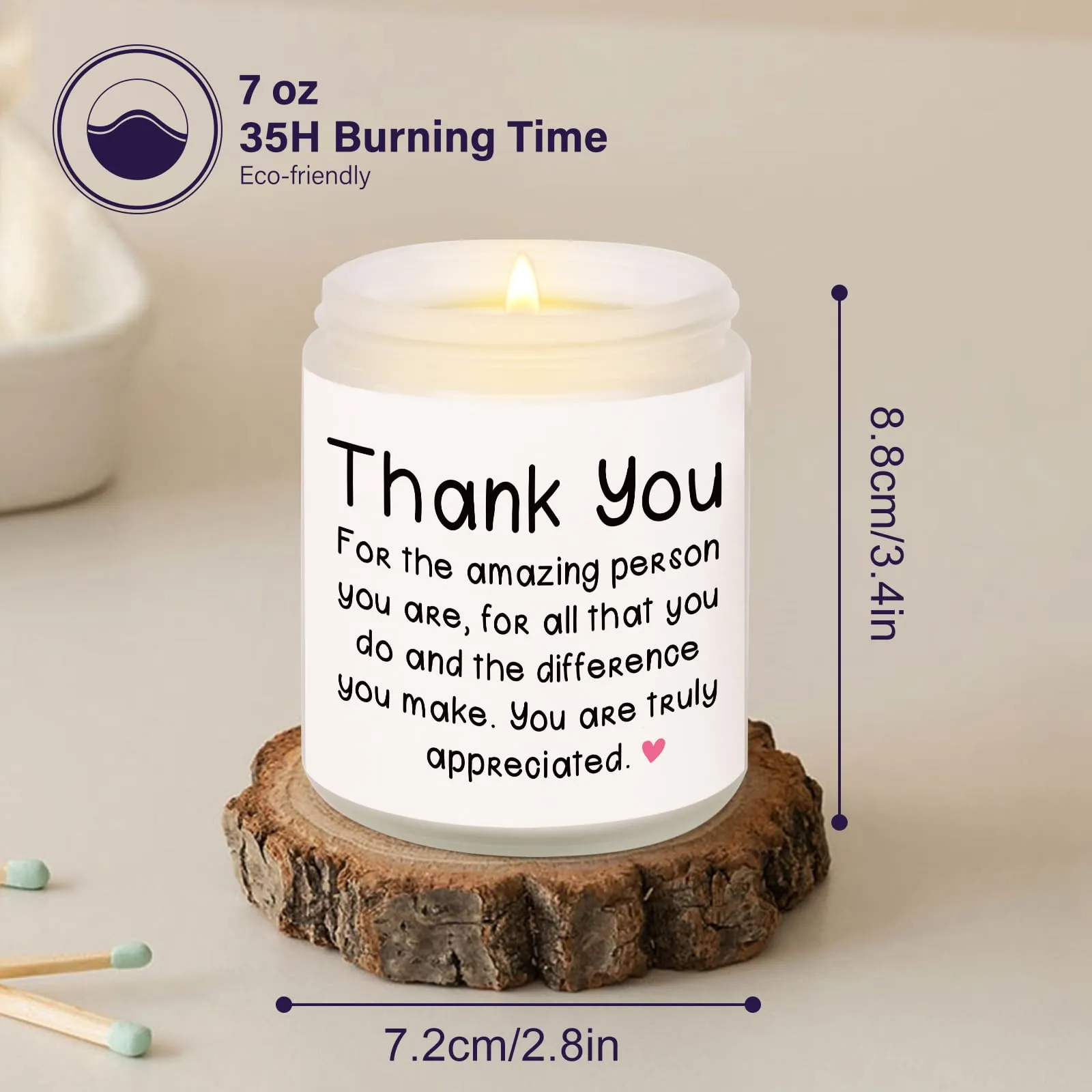 BAUBLEDAZZ Thank You Gifts for Women, Thank You Gifts, 7oz Lavender Scented Soy Wax Candle, Thank You Candle, Thank You Gifts for Friends, Coworker, Appreciation Gifts for Women