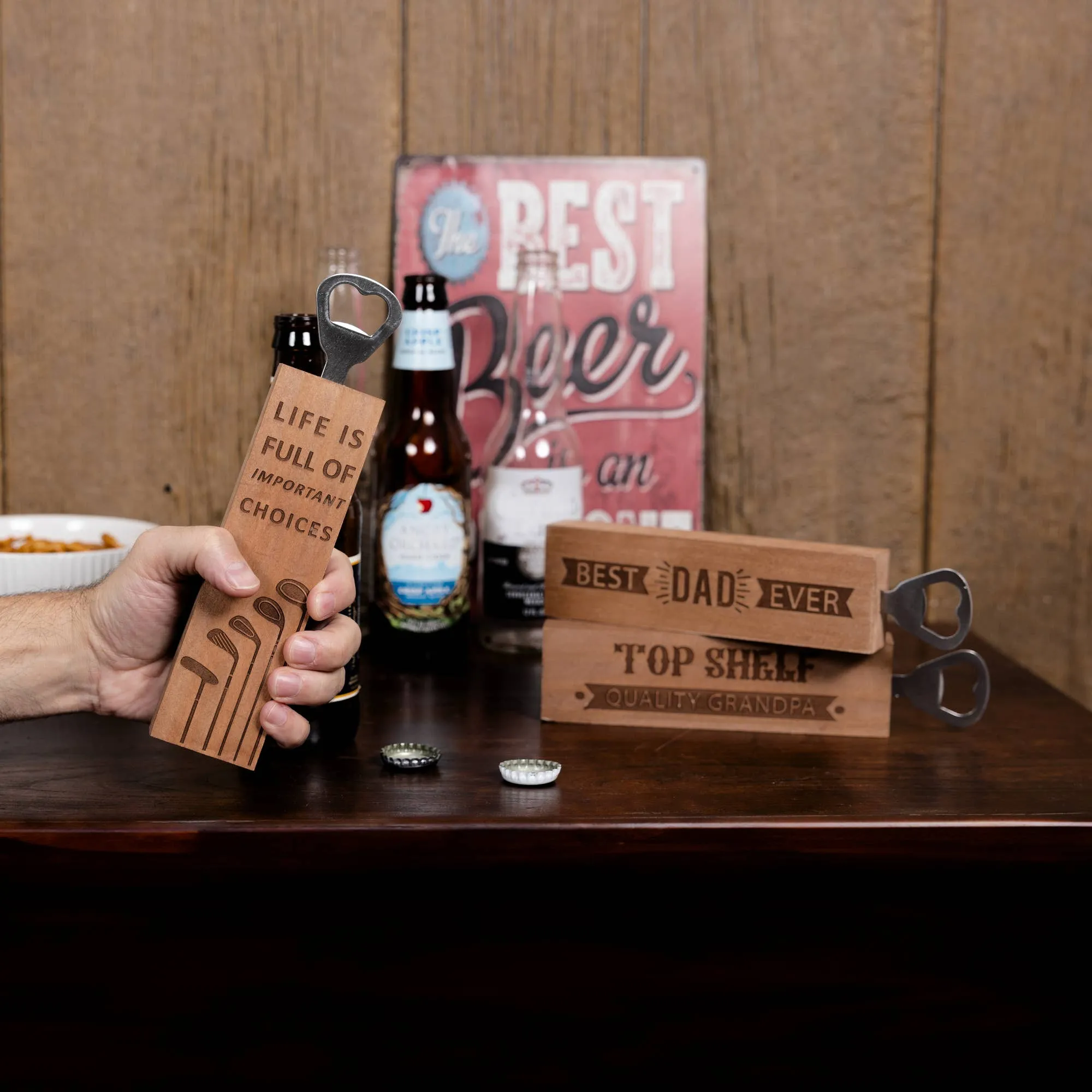 Best Dad Ever - 2" x 7" Wooden Bottle Opener