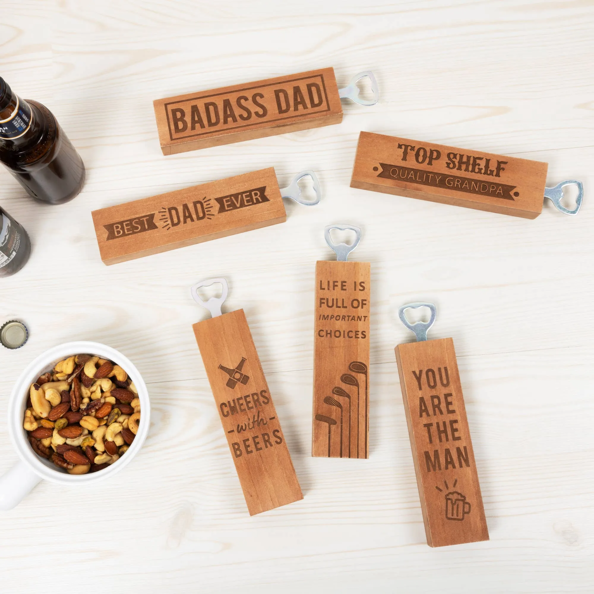 Best Dad Ever - 2" x 7" Wooden Bottle Opener