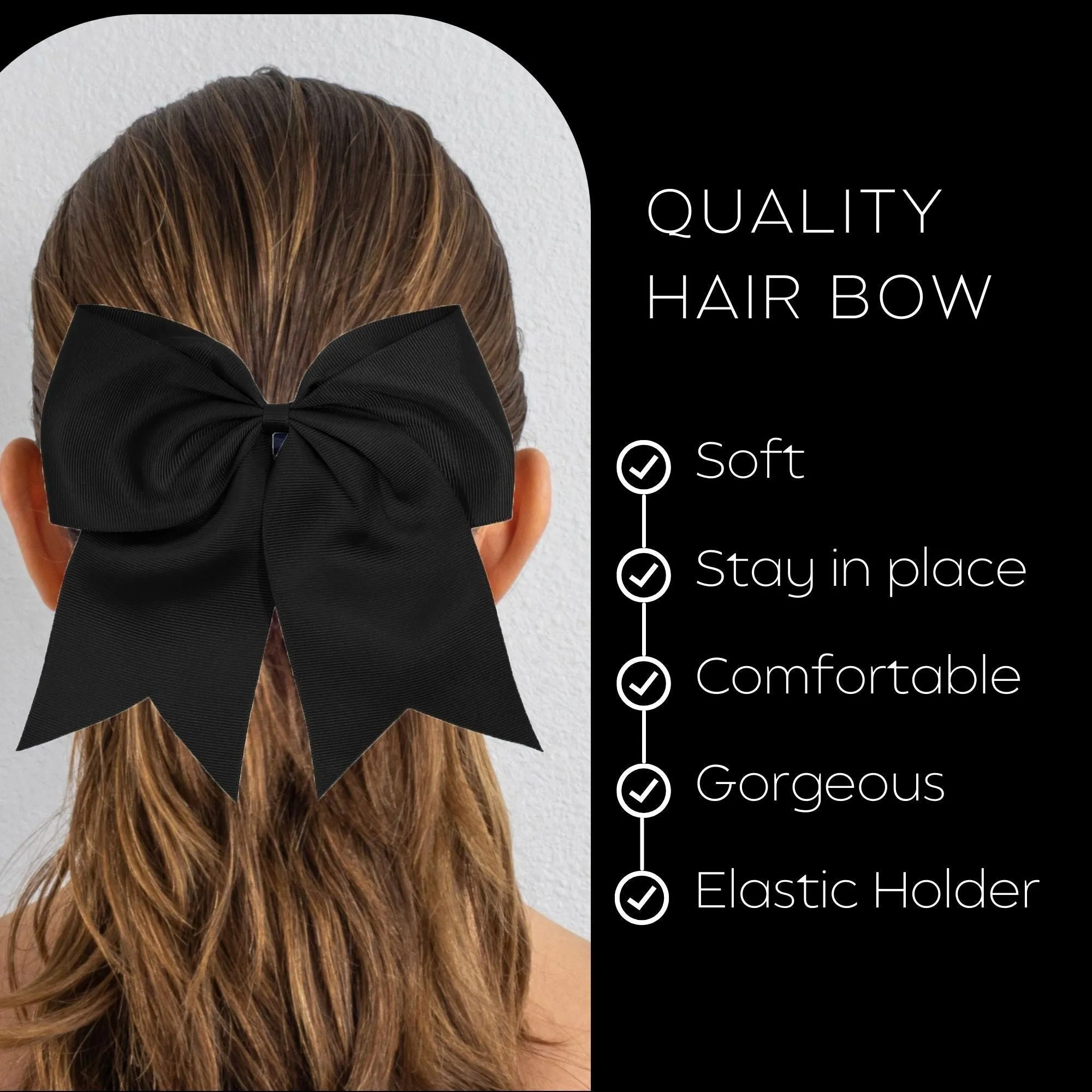 Black Cheer Bows - 10 Pack