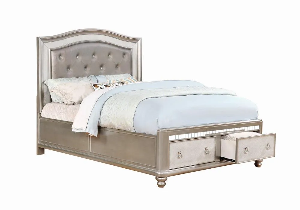 Bling Game 4-Piece Storage Bedroom Set Metallic Platinum Queen