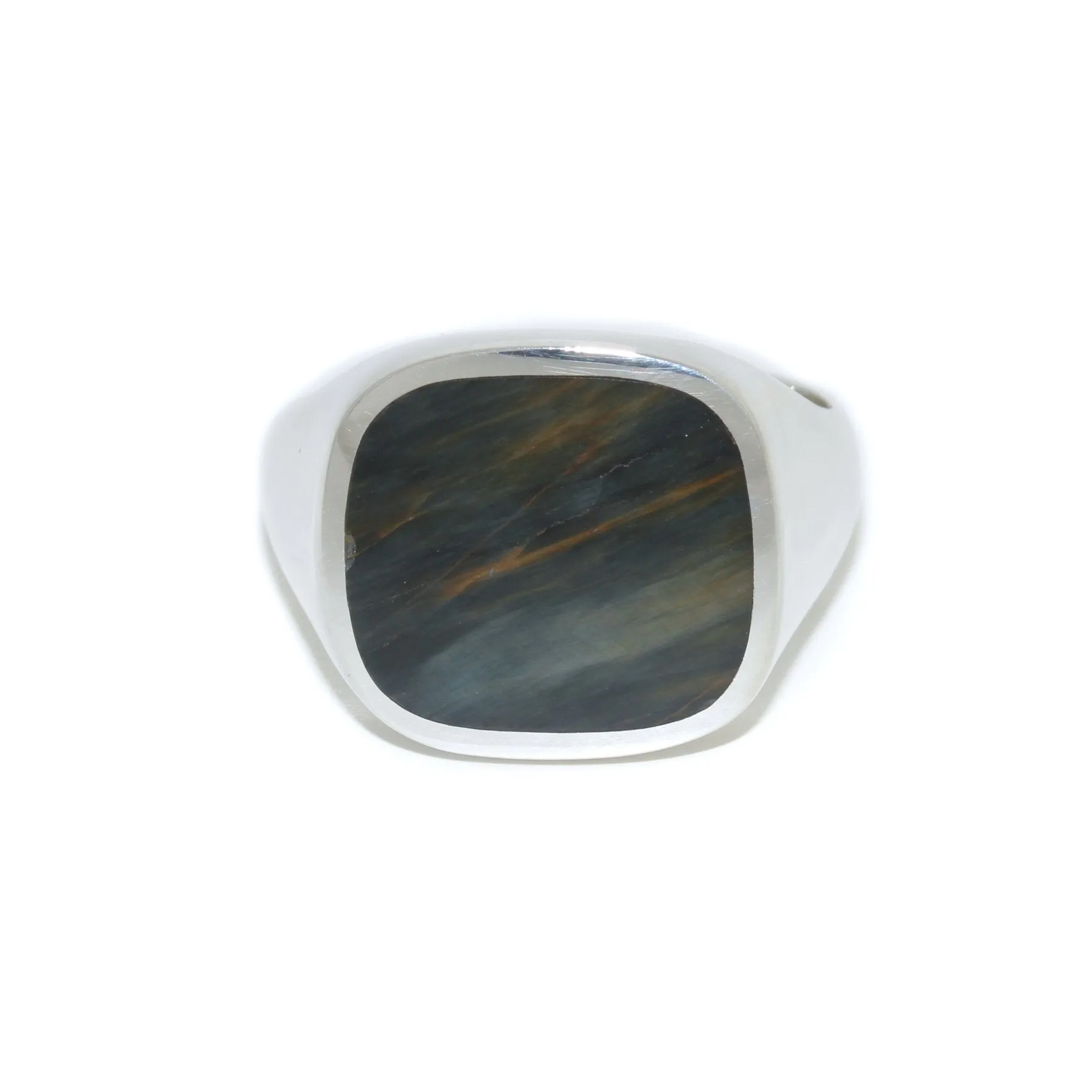 Blue Tiger's Eye x Square-Cut Inlay Signet by Kingdom