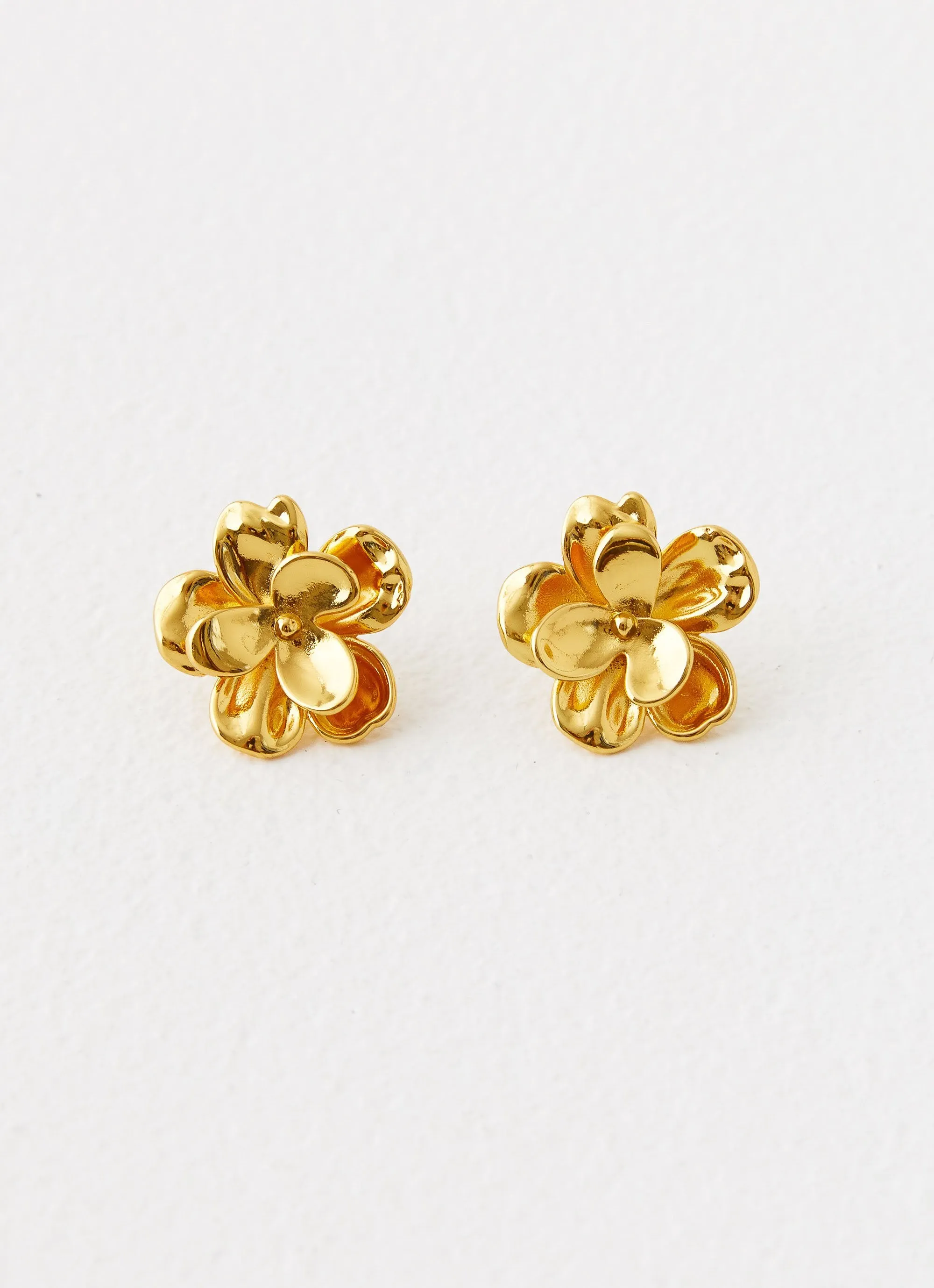 Bold Rosette Earrings - Gold