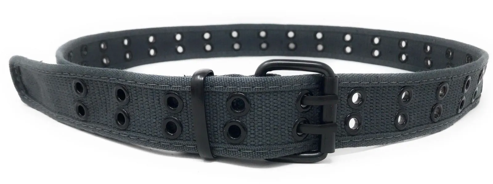 Casaba Canvas Belts Double Row 2 Holes Grommet Fabric Military Mens Women Unisex