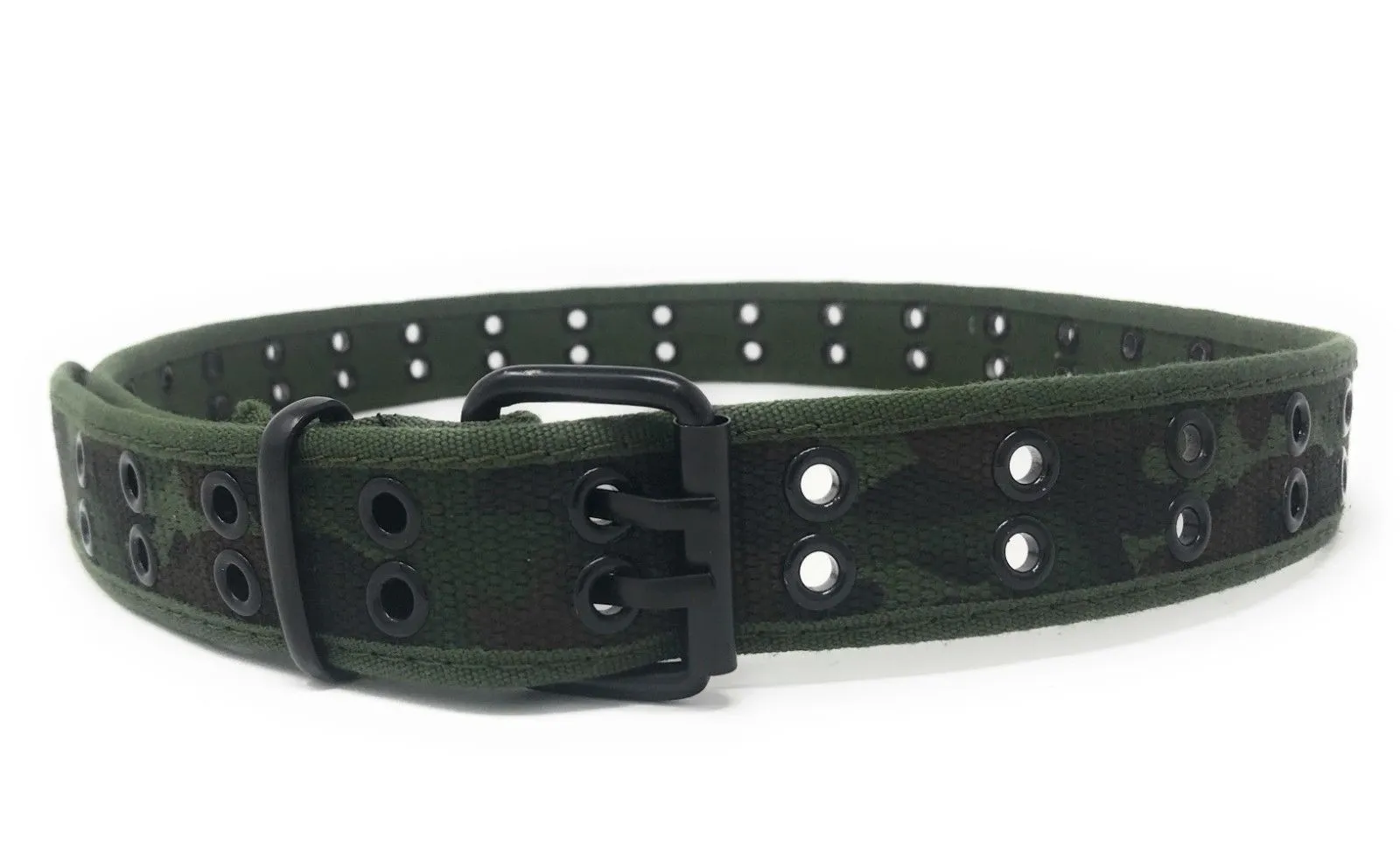 Casaba Canvas Belts Double Row 2 Holes Grommet Fabric Military Mens Women Unisex