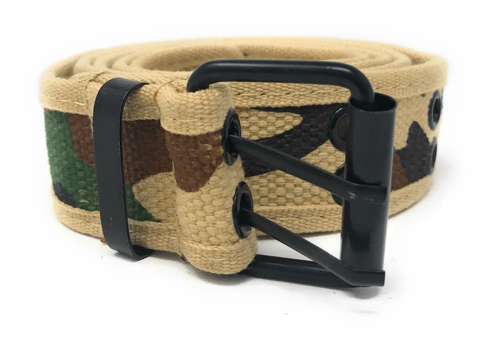 Casaba Canvas Belts Double Row 2 Holes Grommet Fabric Military Mens Women Unisex