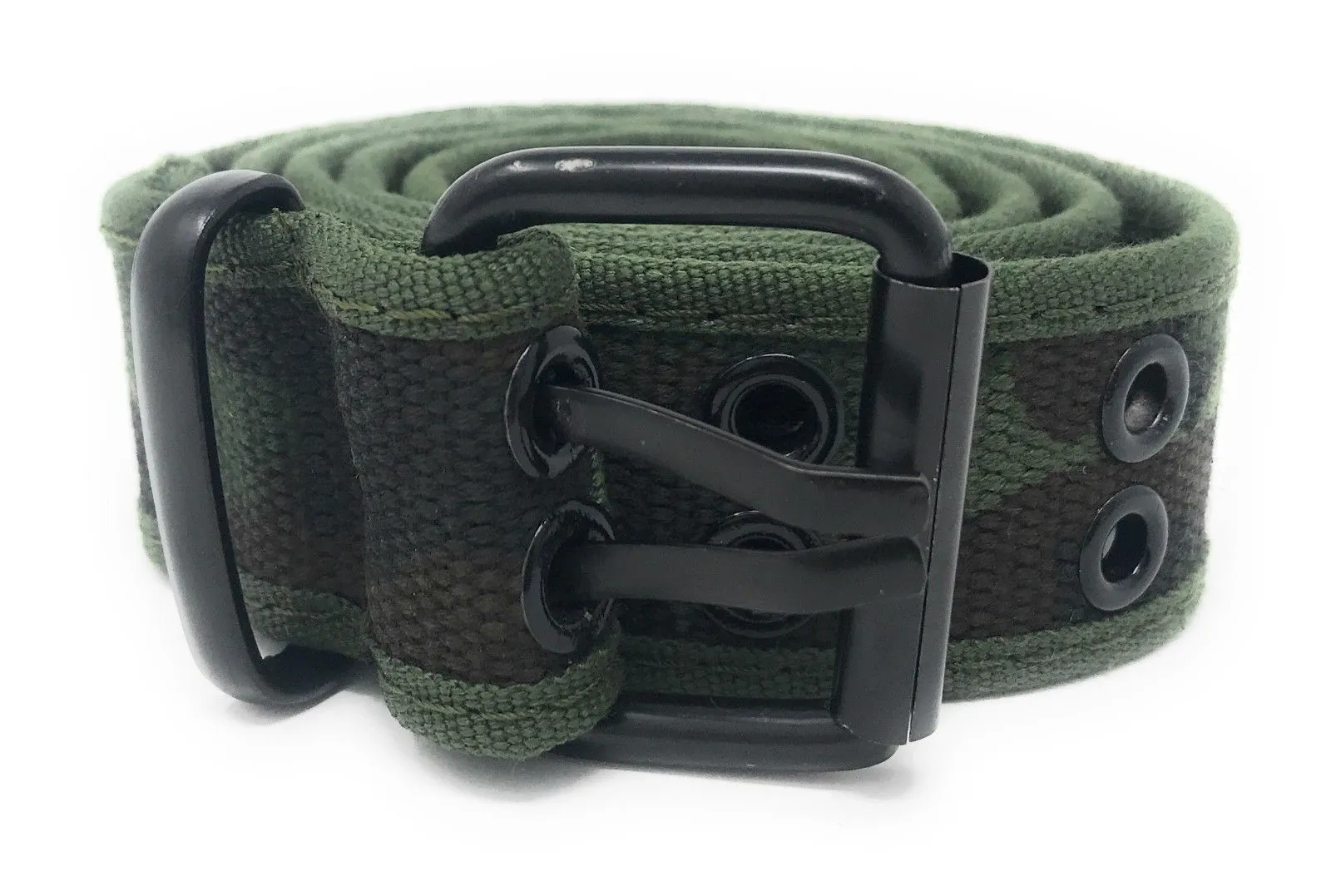 Casaba Canvas Belts Double Row 2 Holes Grommet Fabric Military Mens Women Unisex