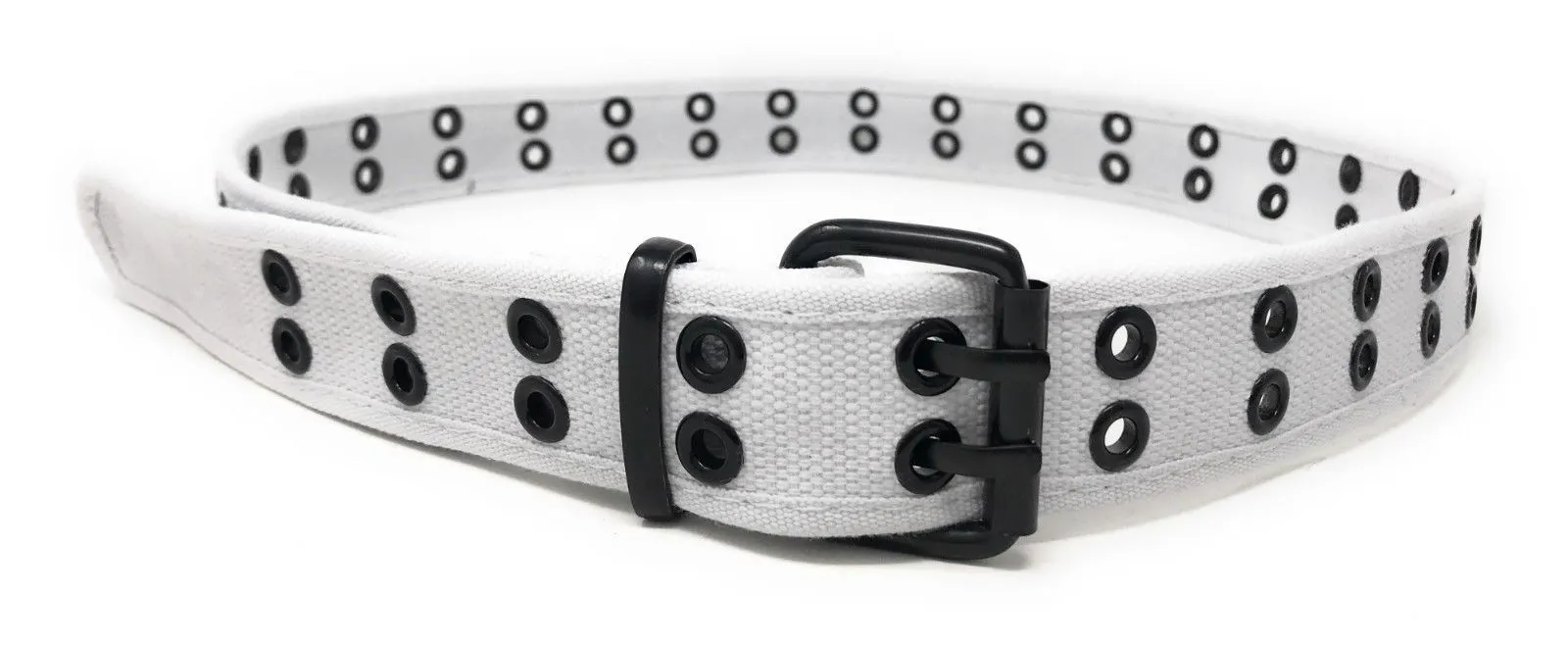 Casaba Canvas Belts Double Row 2 Holes Grommet Fabric Military Mens Women Unisex