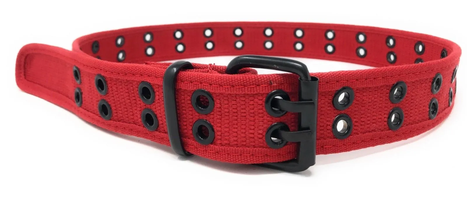 Casaba Canvas Belts Double Row 2 Holes Grommet Fabric Military Mens Women Unisex