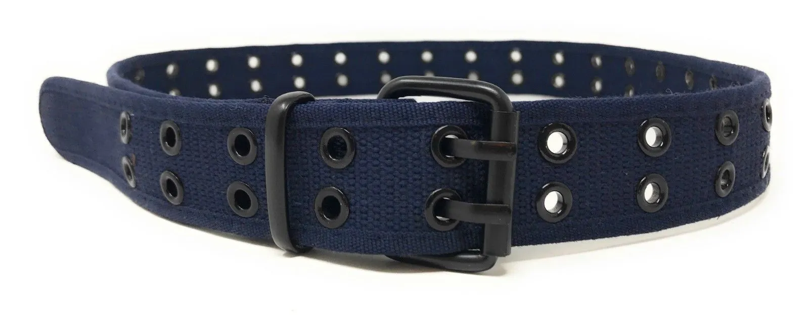 Casaba Canvas Belts Double Row 2 Holes Grommet Fabric Military Mens Women Unisex