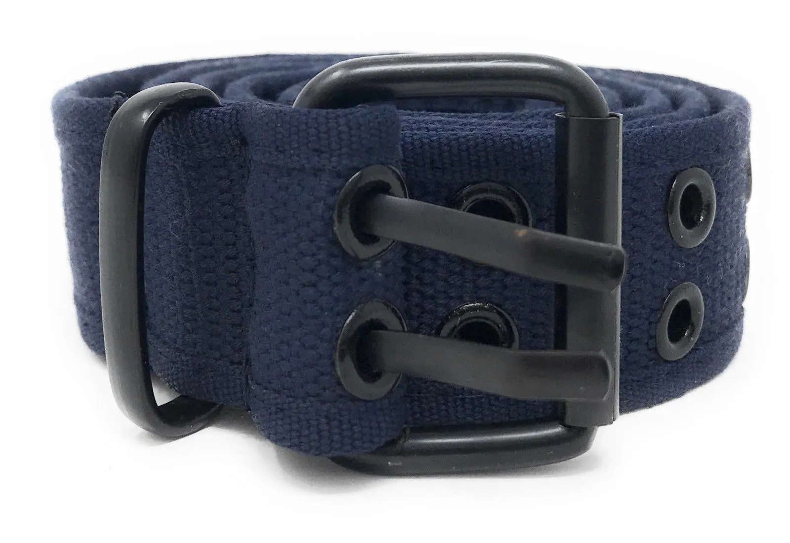 Casaba Canvas Belts Double Row 2 Holes Grommet Fabric Military Mens Women Unisex