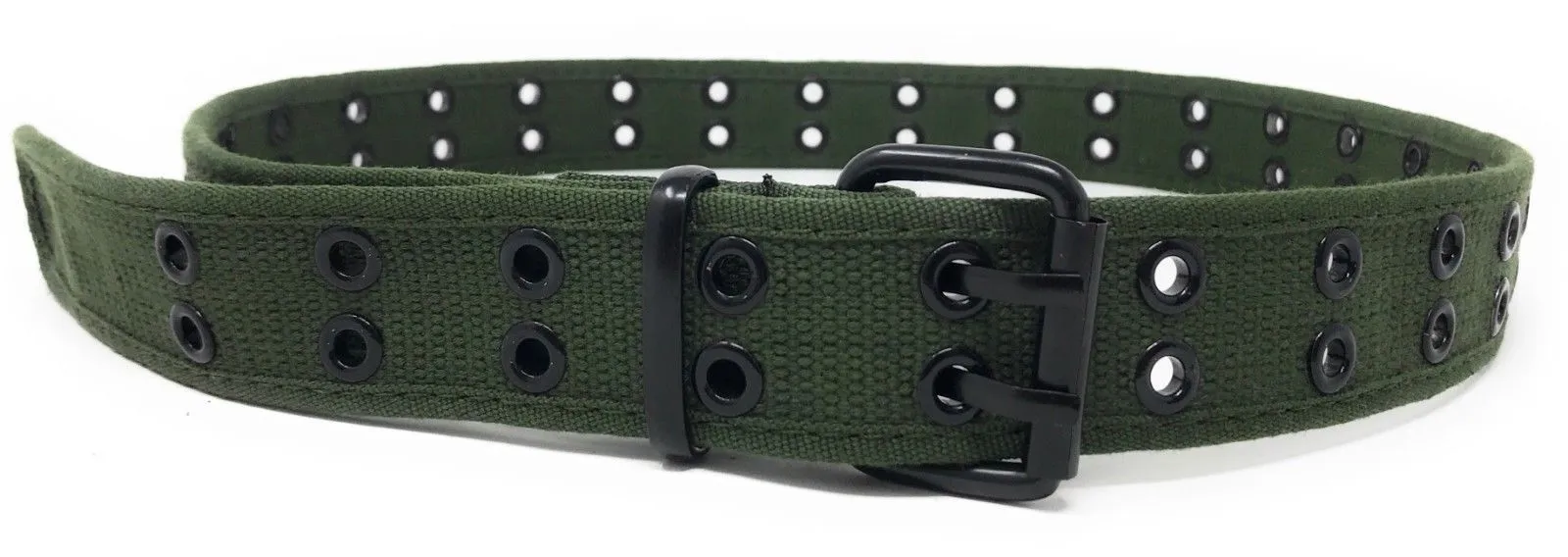 Casaba Canvas Belts Double Row 2 Holes Grommet Fabric Military Mens Women Unisex