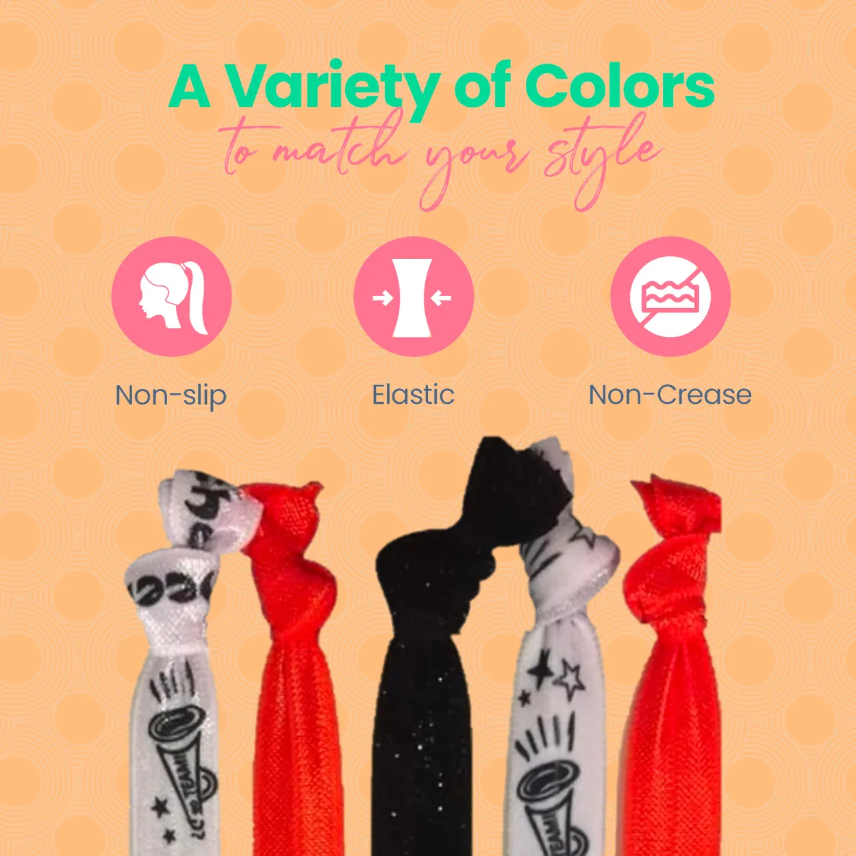 Cheer Hair Ties - 8 Colors