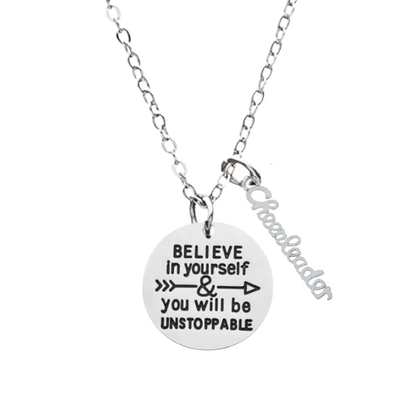 Cheer Necklace - Believe in Yourself - Pick Charm