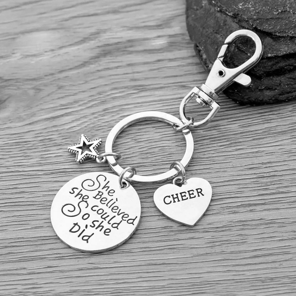 Cheer Zipper Pull Keychain- She Believed She Could So She Did