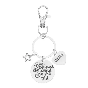 Cheer Zipper Pull Keychain- She Believed She Could So She Did