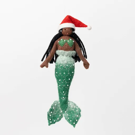 Christmas Mermaid Ornament - Brown