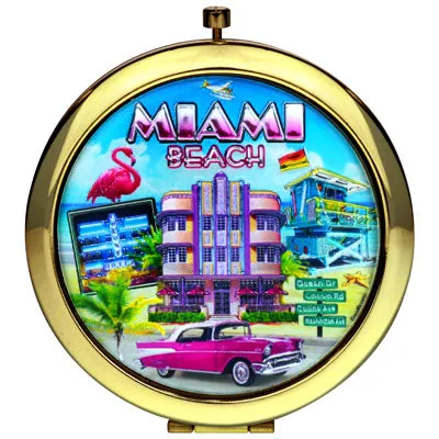 Circle Miami Pocket Mirror on the go - Miami Beauty Gift Accessories - Pick Your Favorite Style, 2.5" Multicolor