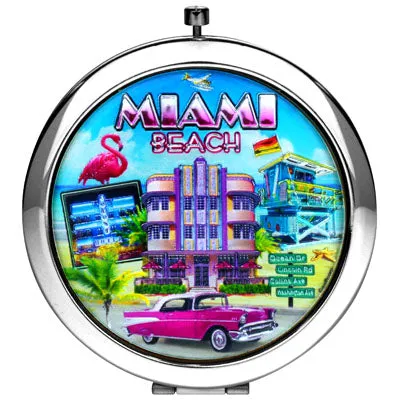 Circle Miami Pocket Mirror on the go - Miami Beauty Gift Accessories - Pick Your Favorite Style, 2.5" Multicolor