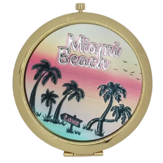 Circle Miami Pocket Mirror on the go - Miami Beauty Gift Accessories - Pick Your Favorite Style, 2.5" Multicolor