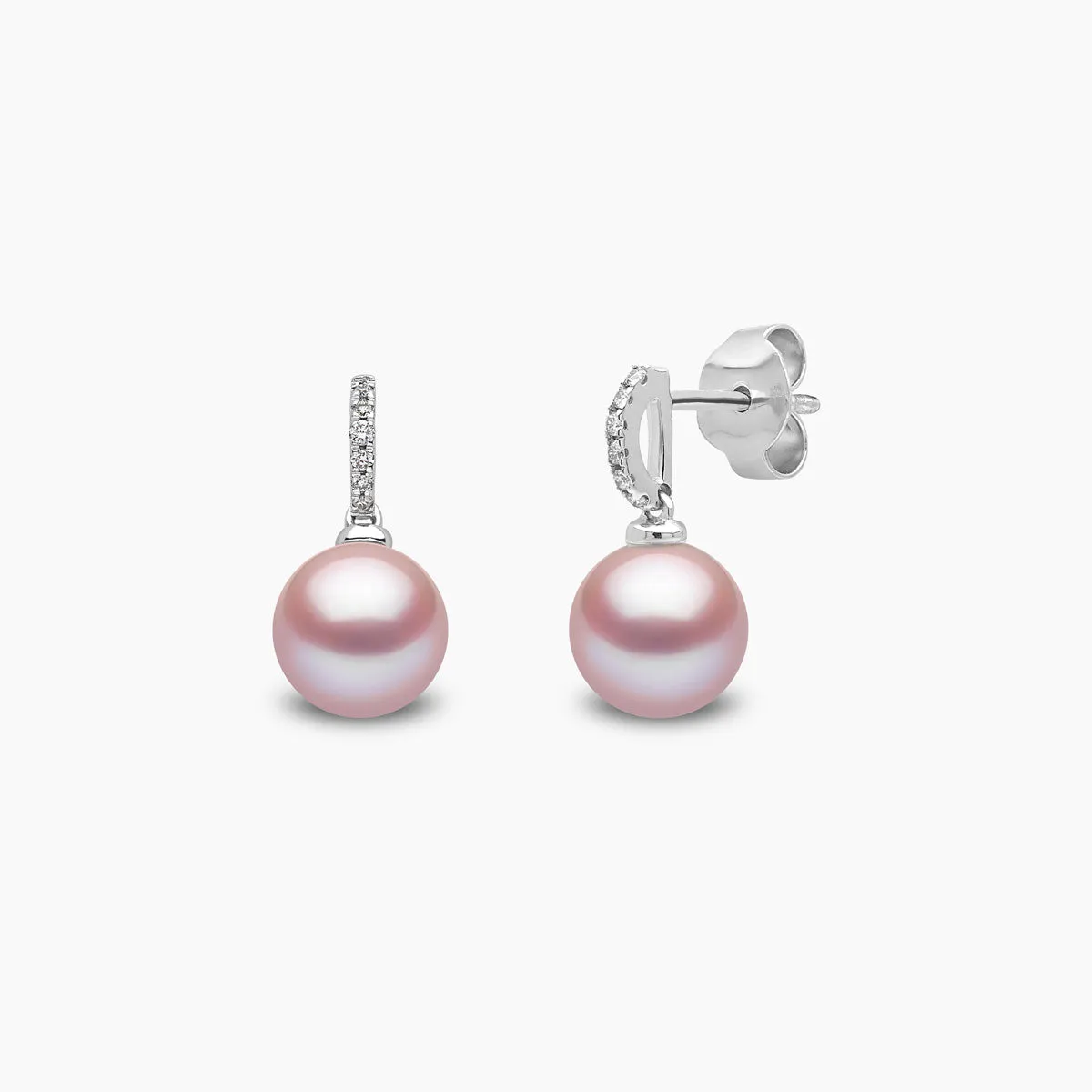 Classic 18K Gold Freshwater Pearl and Diamond Earrings