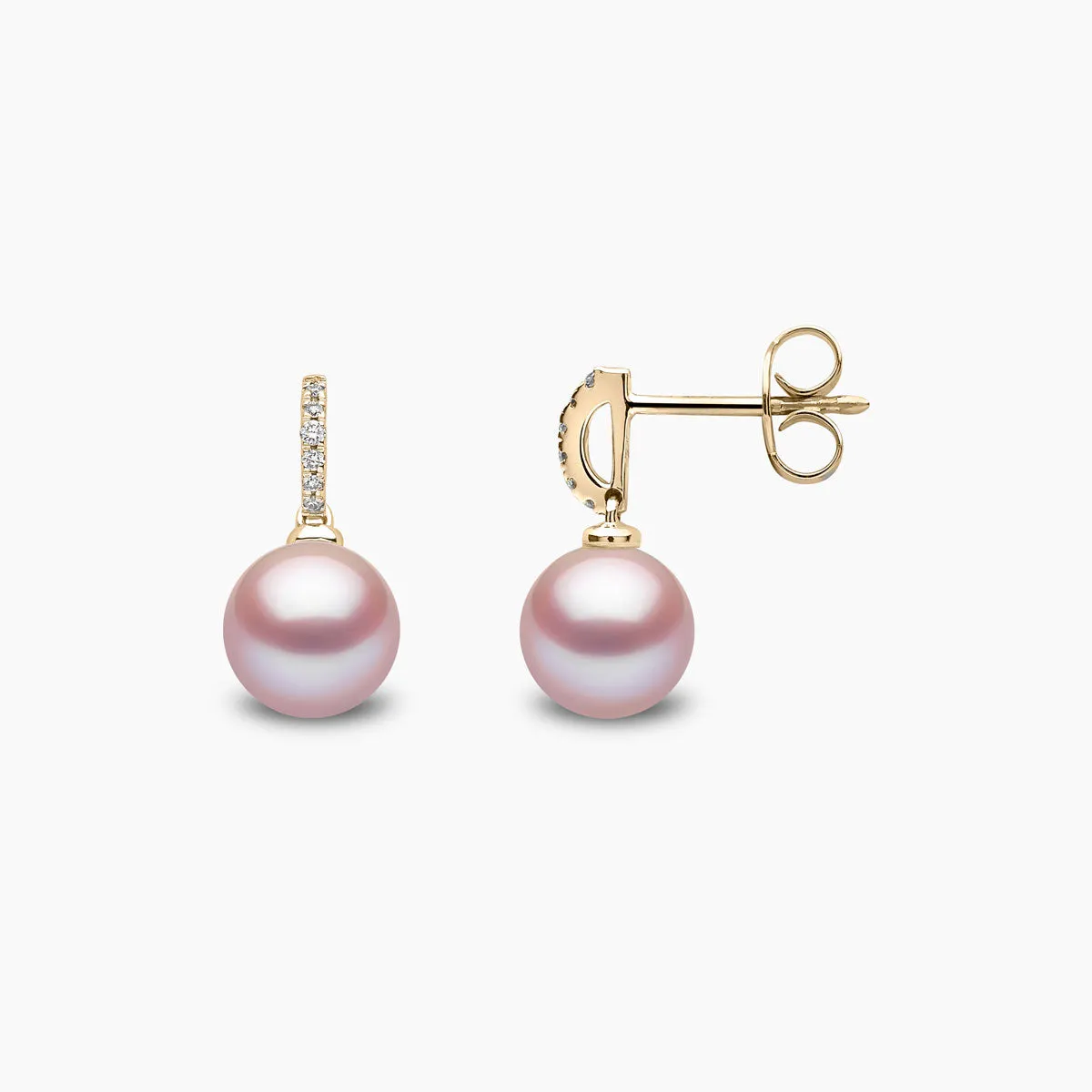 Classic 18K Gold Freshwater Pearl and Diamond Earrings