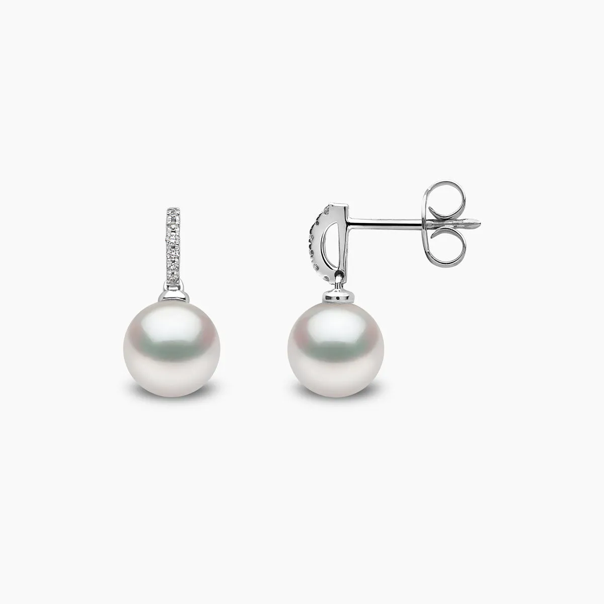 Classic 18K Gold Freshwater Pearl and Diamond Earrings