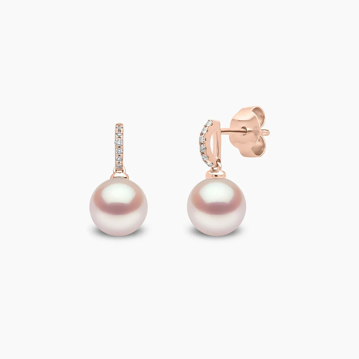 Classic 18K Gold Freshwater Pearl and Diamond Earrings