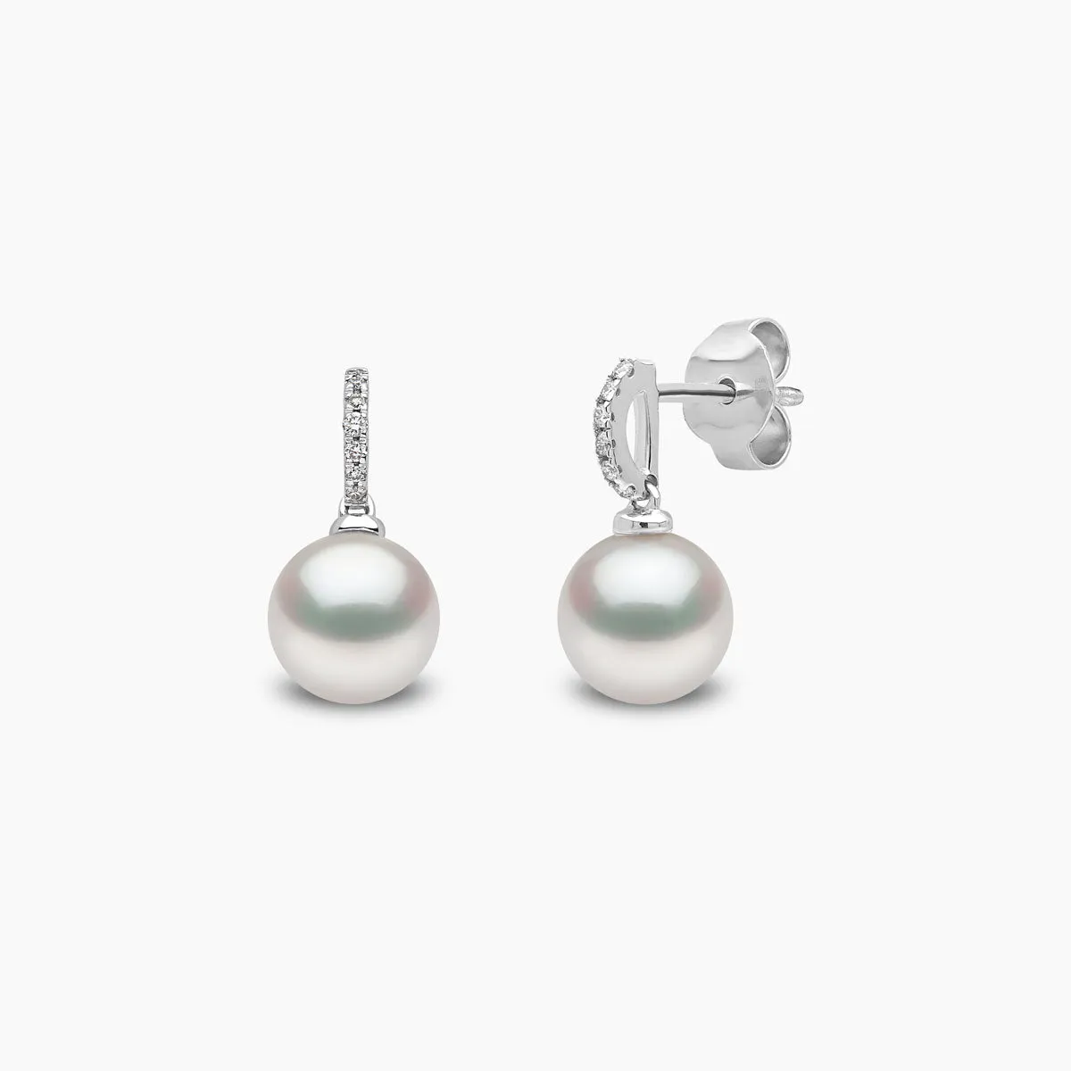 Classic 18K Gold Freshwater Pearl and Diamond Earrings