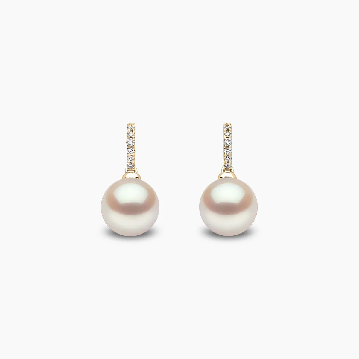 Classic 18K Gold Freshwater Pearl and Diamond Earrings