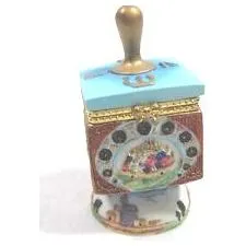 Collectble Hand Painted Jerusalem Harvest Chanukah Dreidel Keepsake by Reuven Masel