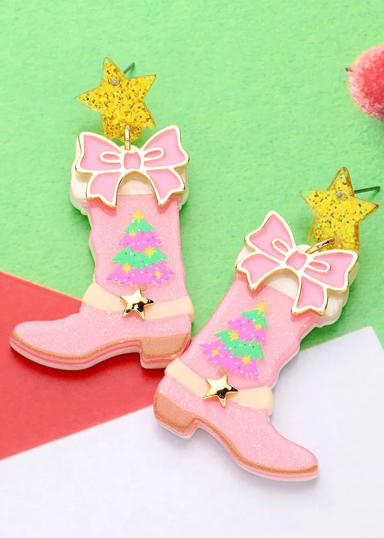 Cowboy Boots Christmas Earrings