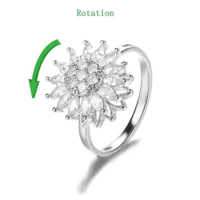 Crystal Sunflower Rings For Women