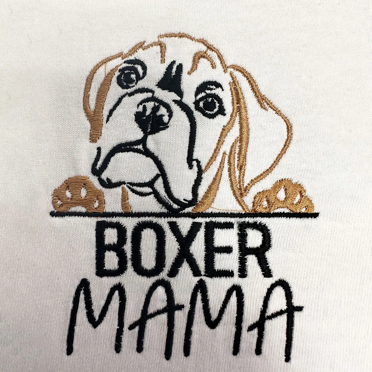 Custom Boxer T shirts, Dog Mama Shirt Embroidered Collar with Dog Name, Best Gifts For Boxer Lovers