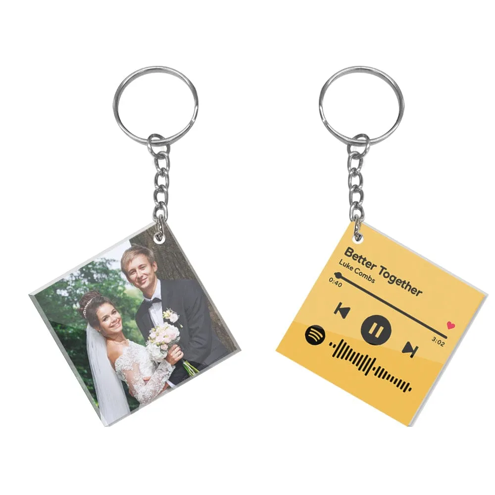 Custom Double Sided Acrylic Spotify Keychain Personalized Photo Scannable Keychain Birthday Valentine's Gifts for Lover